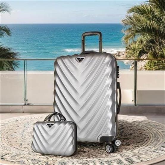 Lotus Abs Orta ve Makyaj Boy Gri 2li Valiz Seti