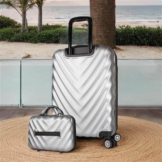 Lotus Abs Orta ve Makyaj Boy Gri 2li Valiz Seti