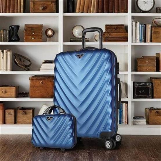 Lotus Abs Orta ve Makyaj Boy Lacivert 2li Valiz Seti