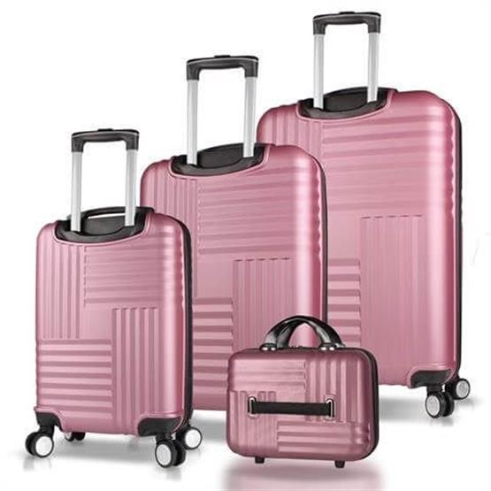 Puzzle Abs Kabin Orta Büyük ve Makyaj Boy Rose Gold 4lü Travel Valiz Seti