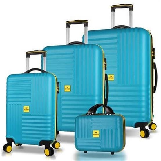 Puzzle Abs Kabin Orta Büyük ve Makyaj Boy Turkuaz 4lü Travel Valiz Seti