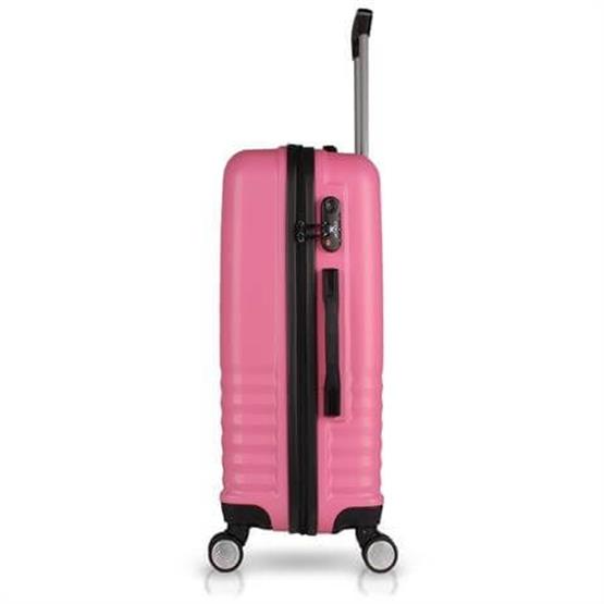 Puzzle Abs Kabin Orta Büyük ve Makyaj Boy Pembe 4lü Travel Valiz Seti