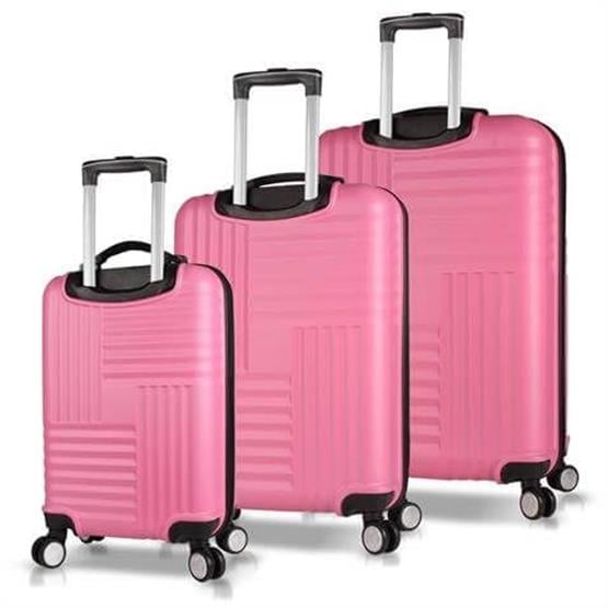 My Valice Puzzle Abs Kabin Orta ve Büyük Boy Pembe 3lü Valiz Seti