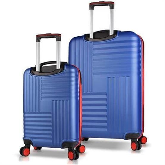 Puzzle Abs Kabin ve Büyük Boy Lacivert  2li Valiz Seti