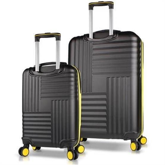 Puzzle Abs Kabin ve Büyük Boy Siyah  2li Valiz Seti