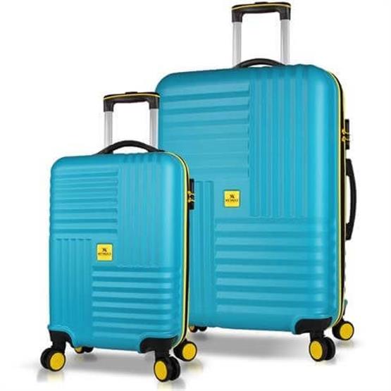 Puzzle Abs Kabin ve Büyük Boy Turkuaz 2li Valiz Seti
