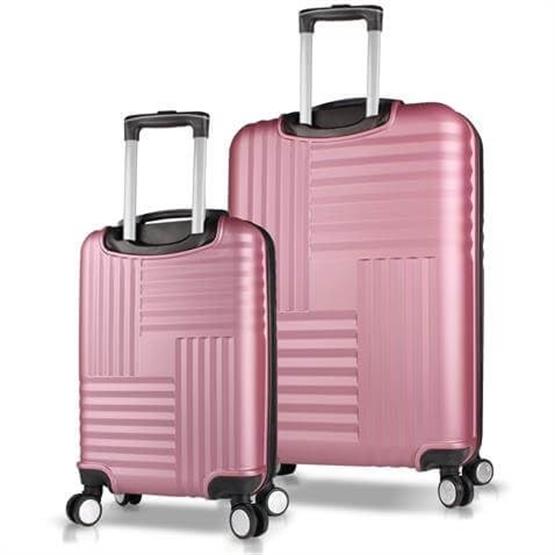 Puzzle Abs Kabin ve Büyük Boy Rose Gold  2li Valiz Seti