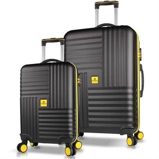 Puzzle Abs Kabin ve Büyük Boy Siyah  2li Valiz Seti