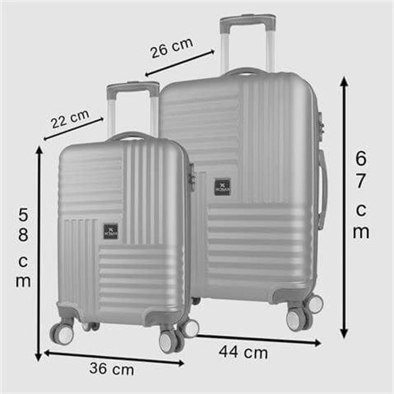 Puzzle Abs Kabin ve Orta Boy Lacivert  2li Valiz Seti