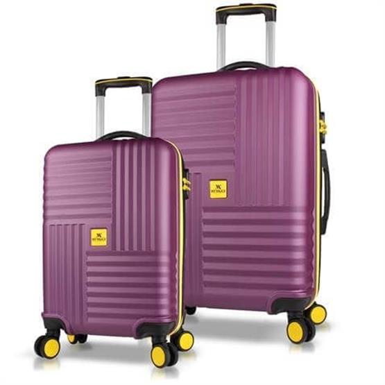 Puzzle Abs Kabin ve Orta Boy Mürdüm  2li Valiz Seti