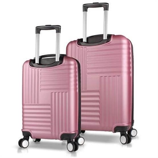 Puzzle Abs Kabin ve Orta Boy Rose Gold  2li Valiz Seti