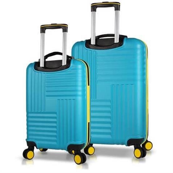 Puzzle Abs Kabin ve Orta Boy Turkuaz 2li Valiz Seti
