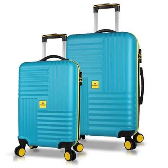 Puzzle Abs Kabin ve Orta Boy Turkuaz 2li Valiz Seti