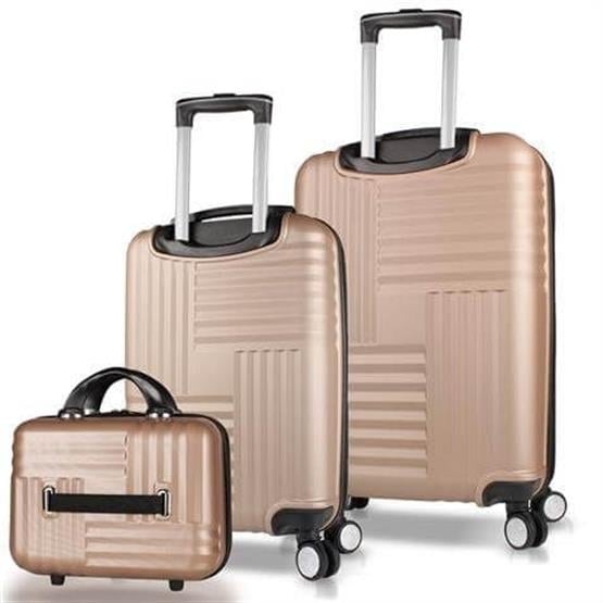 My Valice Puzzle Abs Makyaj Kabin ve Orta Boy Gold 3lü Valiz Seti