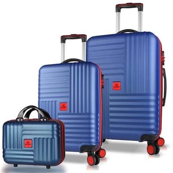 My Valice Puzzle Abs Makyaj Kabin ve Orta Boy Lacivert 3lü Valiz Seti