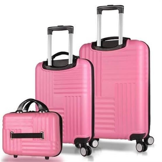 My Valice Puzzle Abs Makyaj Kabin ve Orta Boy Pembe 3lü Valiz Seti