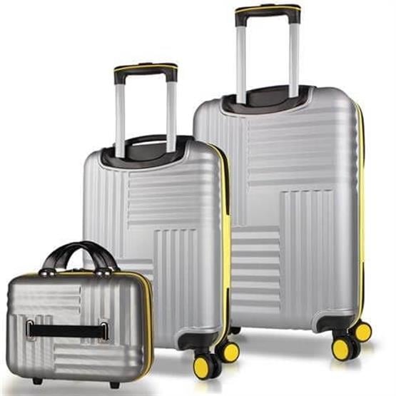 My Valice Puzzle Abs Makyaj Kabin ve Orta Boy Gri 3lü Valiz Seti