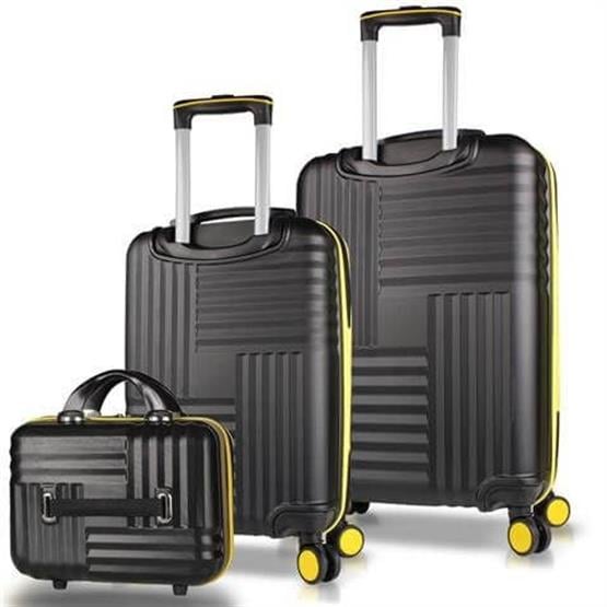 My Valice Puzzle Abs Makyaj Kabin ve Orta Boy Siyah 3lü Valiz Seti