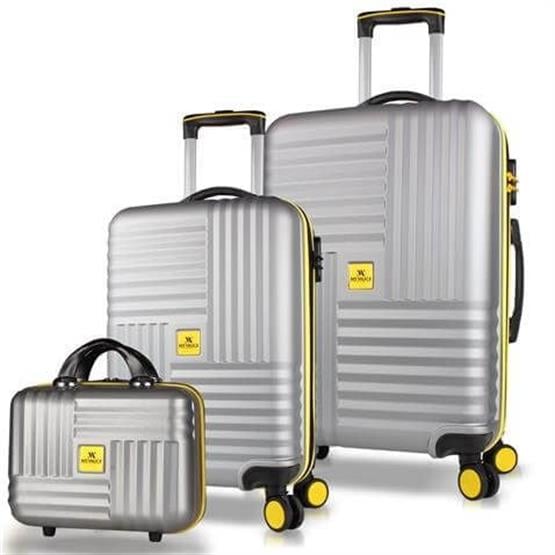 My Valice Puzzle Abs Makyaj Kabin ve Orta Boy Gri 3lü Valiz Seti