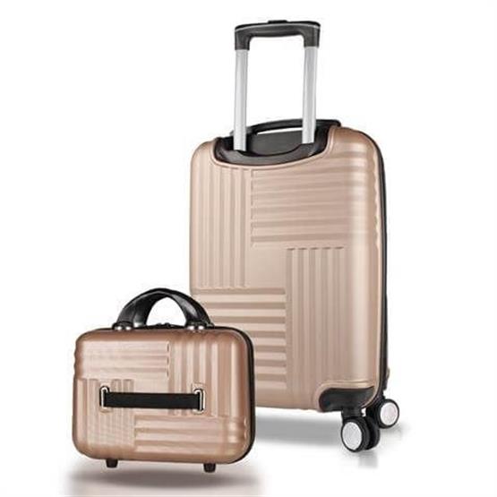 Puzzle Abs Makyaj ve Kabin Boy Gold  2li Valiz Seti