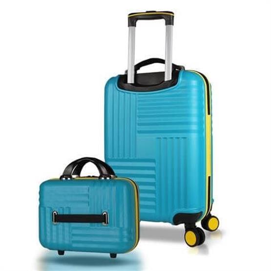 Puzzle Abs Makyaj ve Kabin Boy Turkuaz 2li Valiz Seti