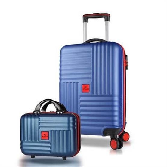 Puzzle Abs Makyaj ve Kabin Boy Lacivert  2li Valiz Seti