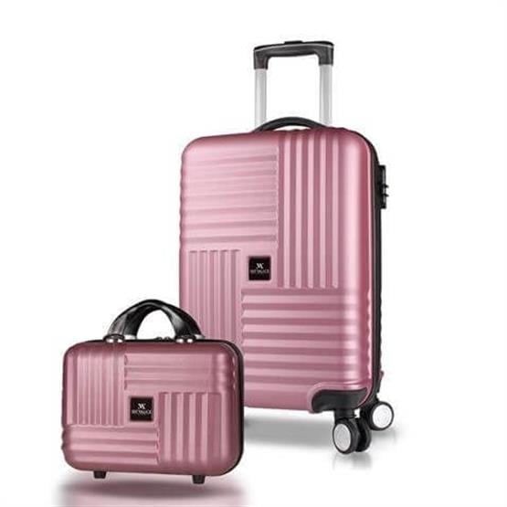 Puzzle Abs Makyaj ve Kabin Boy Rose Gold  2li Valiz Seti
