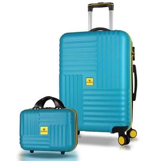 Puzzle Abs Makyaj ve Orta Boy Turkuaz 2li Valiz Seti