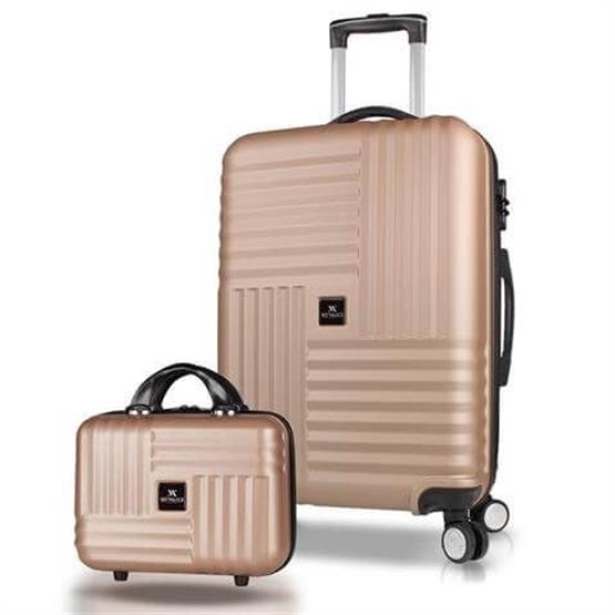 Puzzle Abs Makyaj ve Orta Boy Gold  2li Valiz Seti