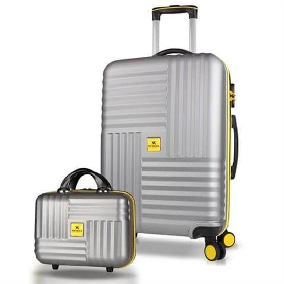 Puzzle Abs Makyaj ve Orta Boy Gri  2li Valiz Seti