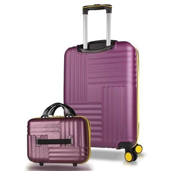 Puzzle Abs Makyaj ve Orta Boy Mürdüm 2li Valiz Seti