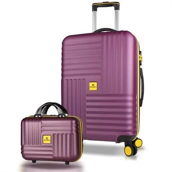 Puzzle Abs Makyaj ve Orta Boy Mürdüm 2li Valiz Seti