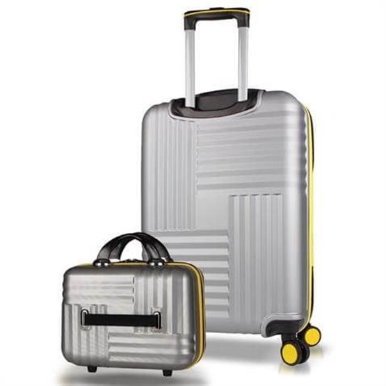 Puzzle Abs Makyaj ve Orta Boy Gri  2li Valiz Seti