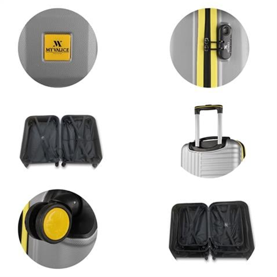 Puzzle Abs Makyaj ve Orta Boy Gri  2li Valiz Seti