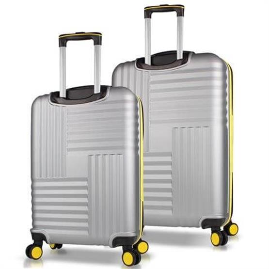 Puzzle Abs Orta ve Büyük Boy Gri  2li Valiz Seti