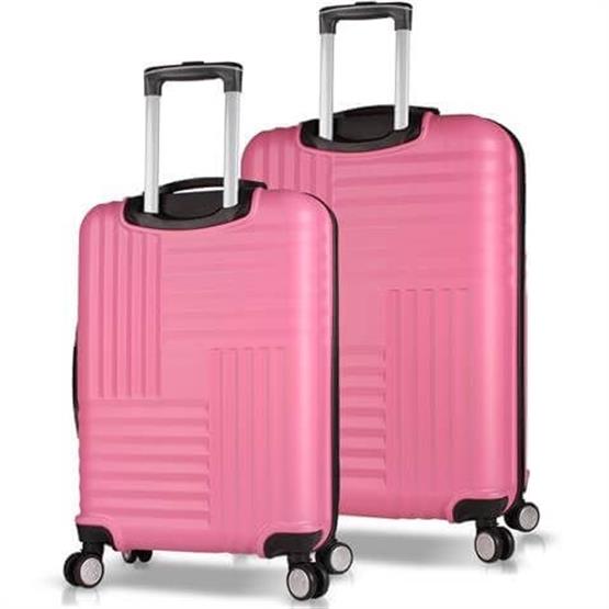 Puzzle Abs Orta ve Büyük Boy Pembe  2li Valiz Seti