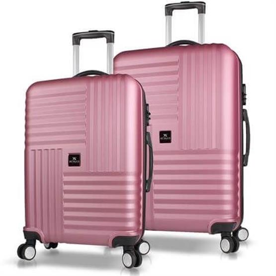Puzzle Abs Orta ve Büyük Boy Rose Gold  2li Valiz Seti