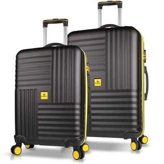 Puzzle Abs Orta ve Büyük Boy Siyah  2li Valiz Seti