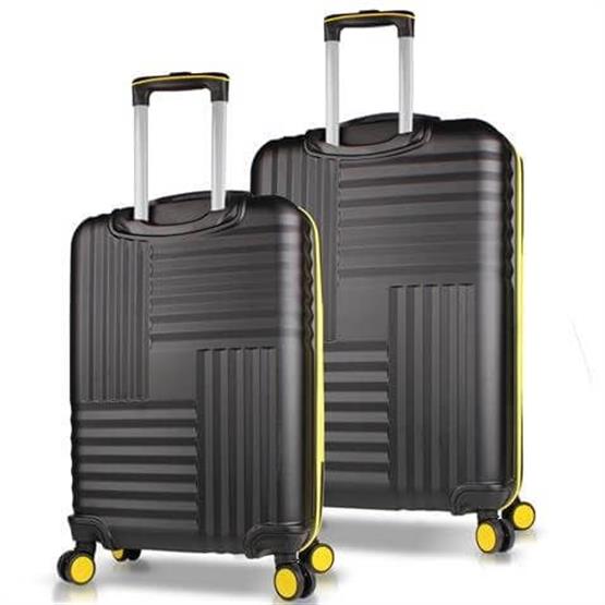 Puzzle Abs Orta ve Büyük Boy Siyah  2li Valiz Seti