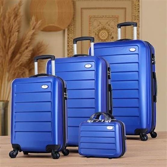 Ruby Abs Kabin Orta Büyük ve Makyaj Boy Mavi 4lü Travel Valiz Seti