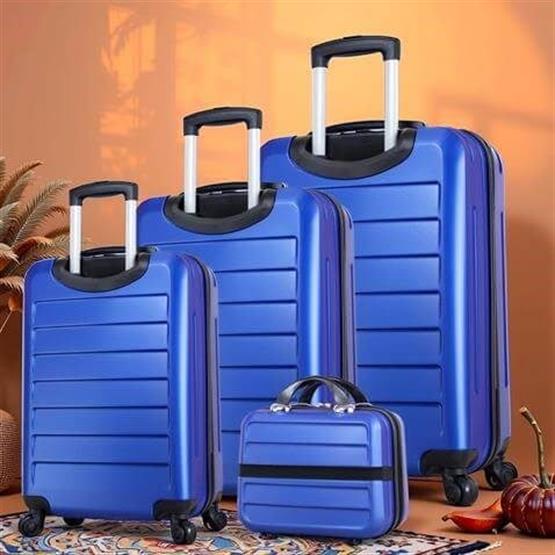 Ruby Abs Kabin Orta Büyük ve Makyaj Boy Mavi 4lü Travel Valiz Seti