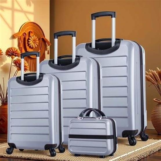 Ruby Abs Kabin Orta Büyük ve Makyaj Boy Gri 4lü Travel Valiz Seti