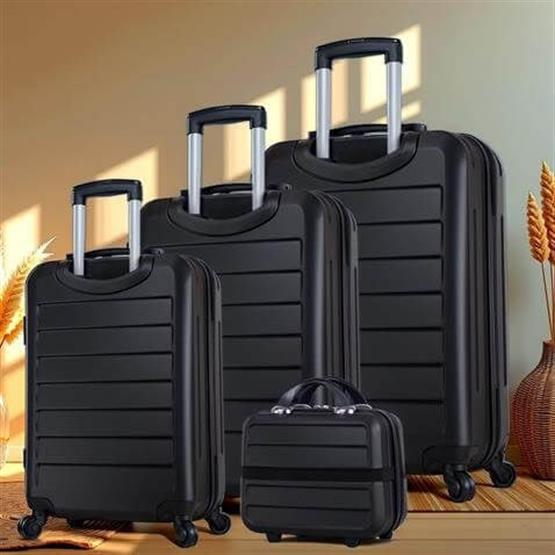 Ruby Abs Kabin Orta Büyük ve Makyaj Boy Siyah 4lü Travel Valiz Seti
