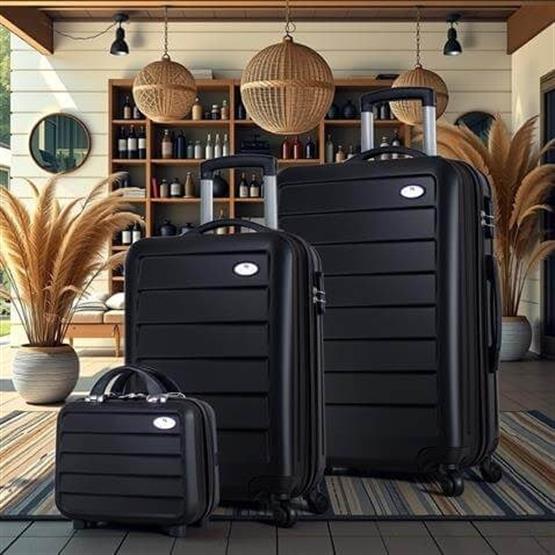 My Valice Ruby Abs Kabin Orta ve Makyaj Boy Siyah 3lü Valiz Seti