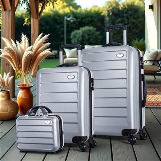 My Valice Ruby Abs Kabin Orta ve Makyaj Boy Gri 3lü Valiz Seti