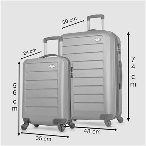 Ruby Abs Kabin ve Büyük Boy Siyah 2li Valiz Seti