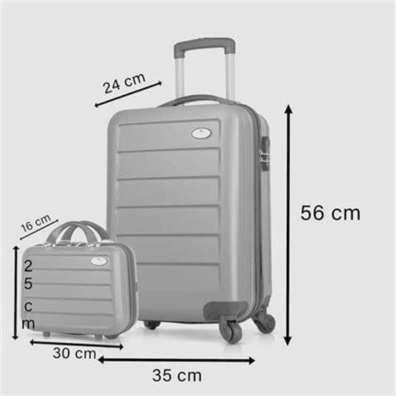 Ruby Abs Kabin ve Makyaj Boy Gri 2li Valiz Seti