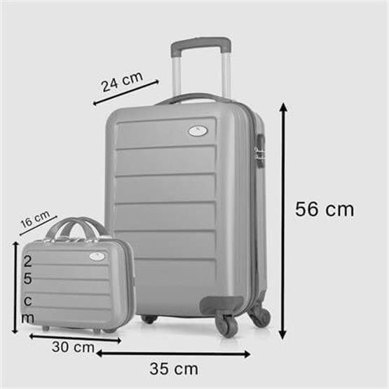 Ruby Abs Kabin ve Makyaj Boy Siyah 2li Valiz Seti