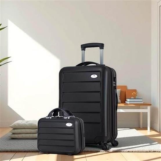 Ruby Abs Kabin ve Makyaj Boy Siyah 2li Valiz Seti