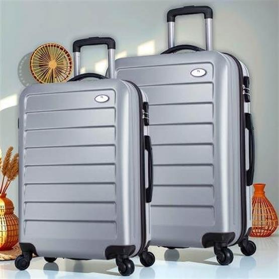 Ruby Abs Orta ve Büyük Boy Gri 2li Valiz Seti